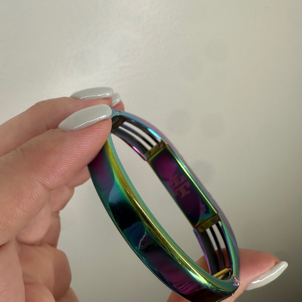 Tory Burch Fitbit Iridescent Bangle Bracelet Colorful Rainbow Stacking - Picture 4 of 6
